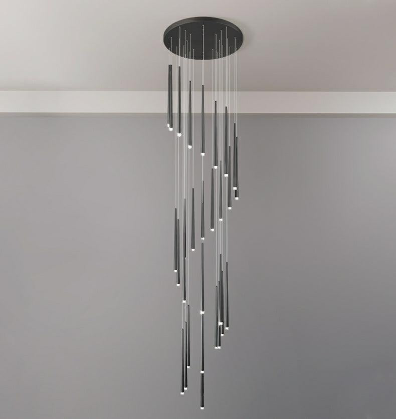 Minimalism Foyer Staircase Chandelier Ceiling Pendant Lighting Fixture For Living Room Entryway In Gold/ Black Finish - view 15