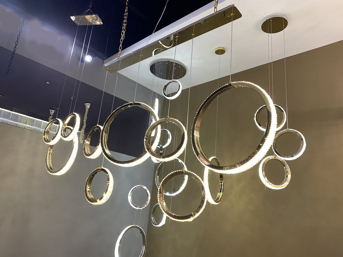 Anna Crystal Rings Foyer Pendant Chandelier - view 2
