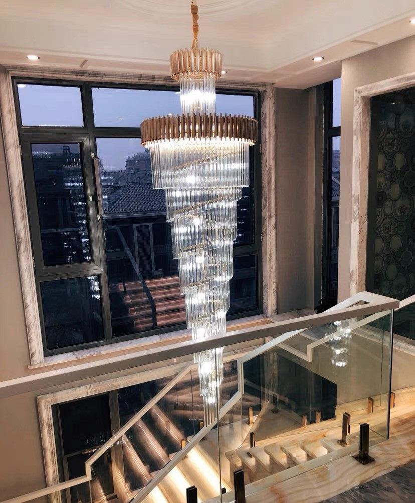 Spiral Crystal Chandelier For Foyer/ Staircase - view 14
