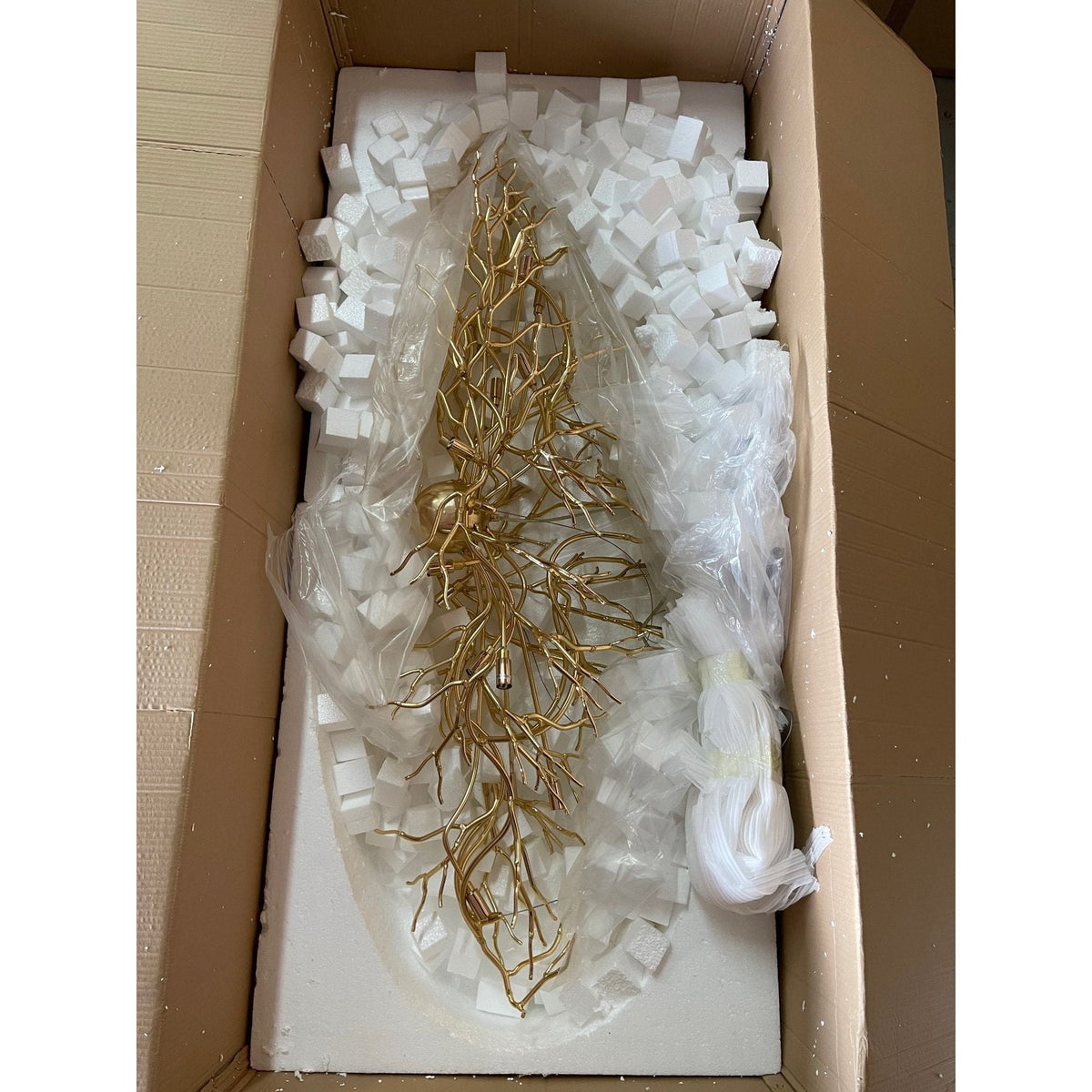 Lukas Oval Branching Brass Linear Teardrop Chandelier - view 12