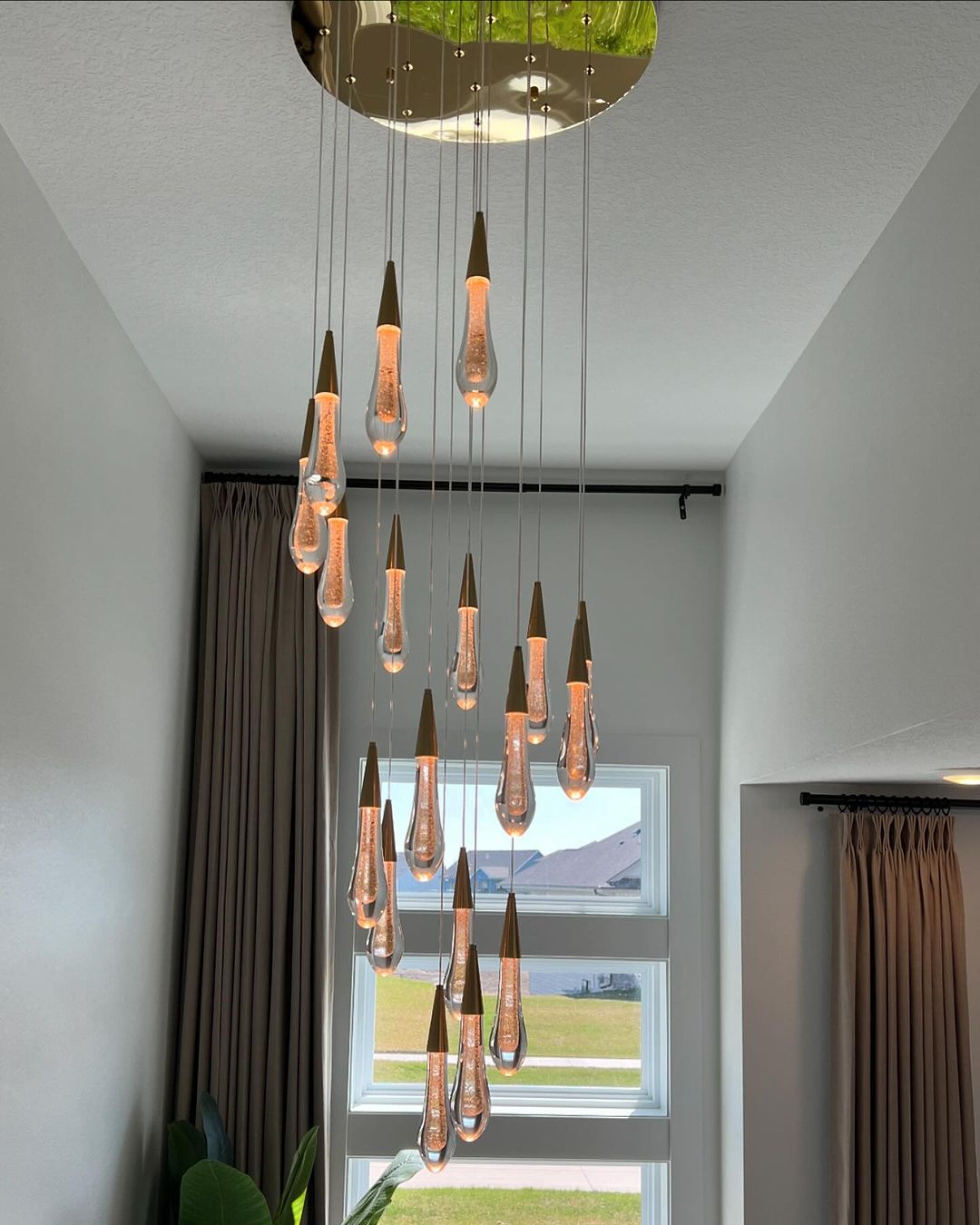 Modern Cascade Raindrop Round Spiral Crystal Chandelier for Staircase/Foyer - view 2
