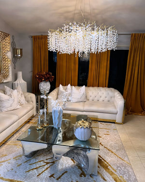 Modern Round/Rectangular Floral Crystal Chandelier for Low-ceiling - view 2