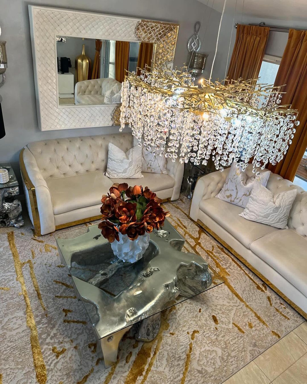 Modern Round/Rectangular Floral Crystal Chandelier for Low-ceiling - view 9
