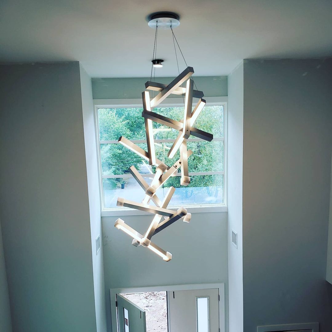 Modern Vertical Geometric Aluminum Chandelier for Staircase/Foyer/High-ceiling - view 7