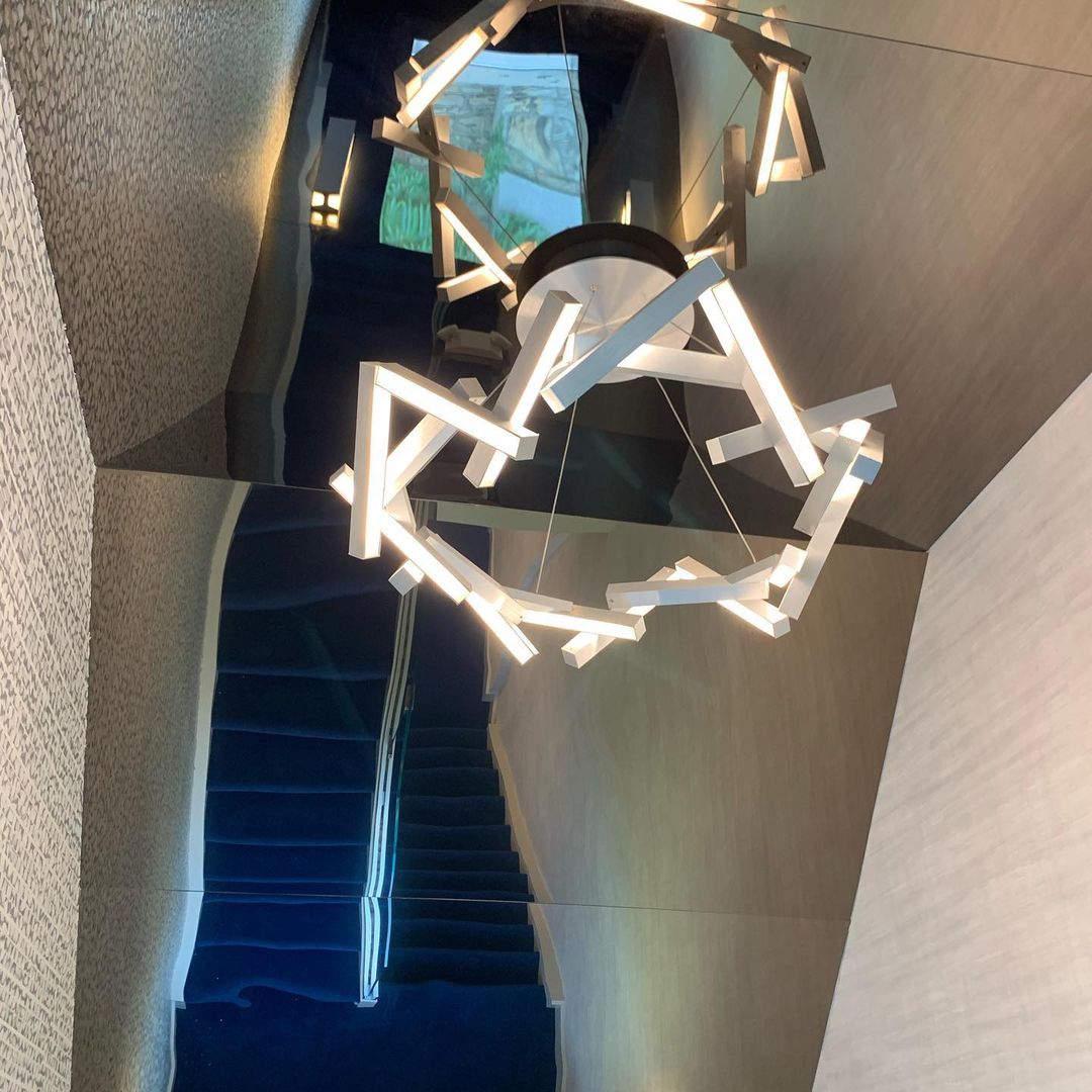 Modern Round/Linear Geometric Aluminum LED Chandelier for Dining Room/Bedroom - view 12