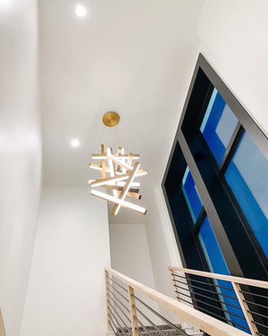 Modern Vertical Geometric Aluminum Chandelier for Staircase/Foyer/High-ceiling - view 23