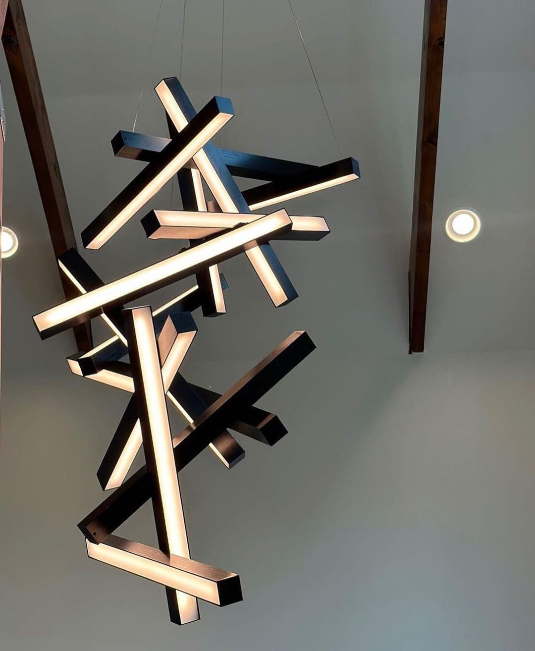 Modern Vertical Geometric Aluminum Chandelier for Staircase/Foyer/High-ceiling - view 6