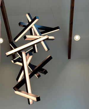 Modern Vertical Geometric Aluminum Chandelier for Staircase/Foyer/High-ceiling - view 6
