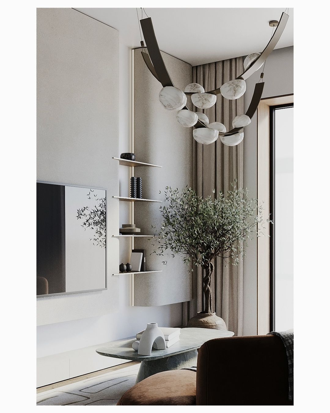 Modern Belt Alabaster Drops LED Chandelier - view 3