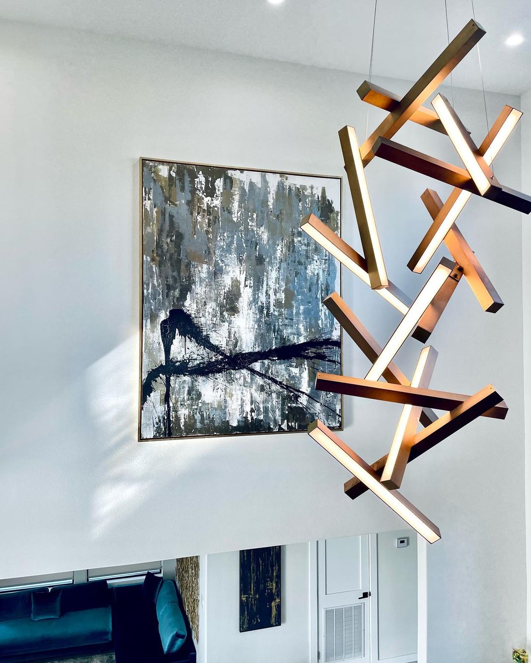 Modern Vertical Geometric Aluminum Chandelier for Staircase/Foyer/High-ceiling - view 10