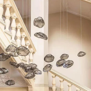 Industrial Metal Glass Bubble Irregular Oval Staircase Chandeliers - view 4