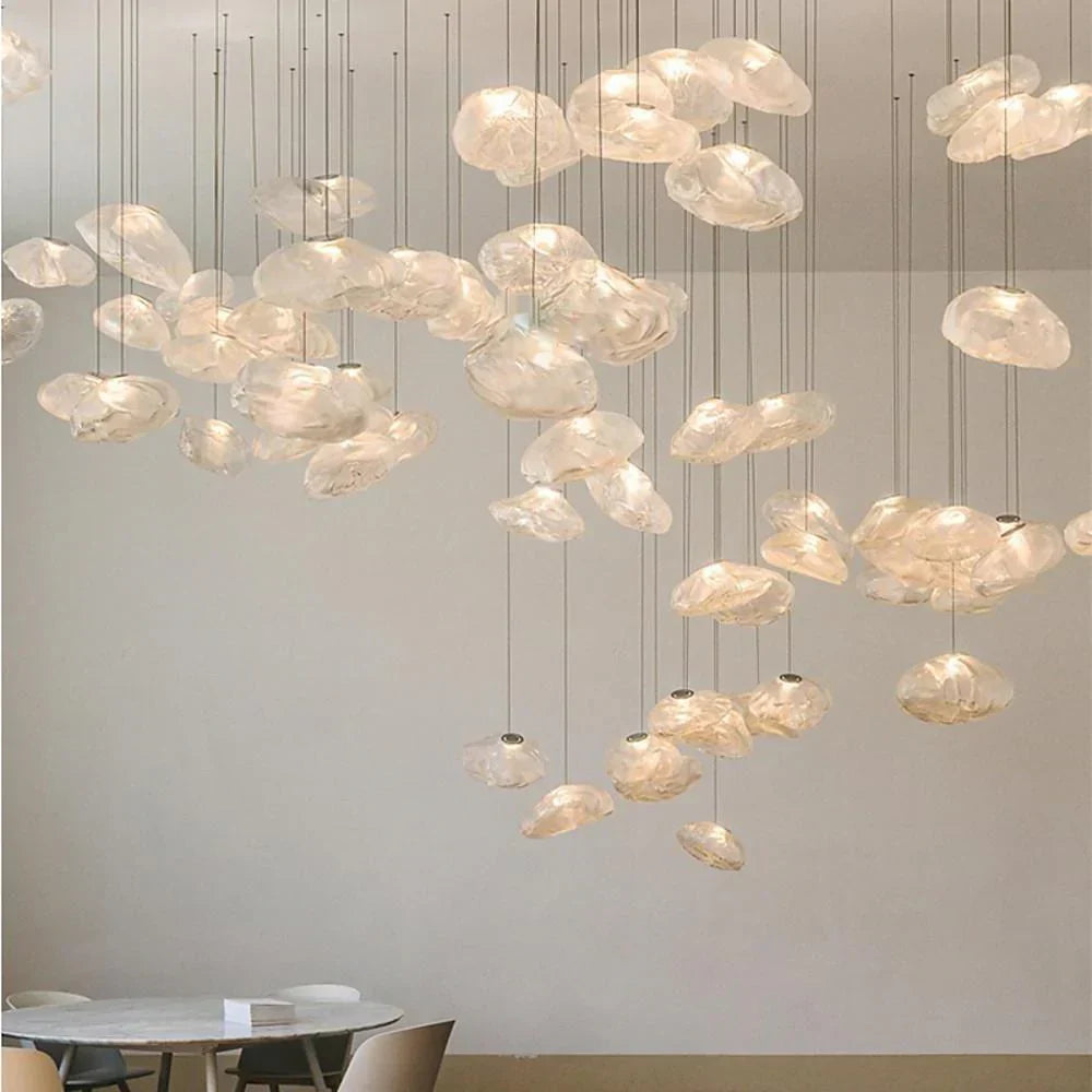 Industrial Metal Glass Bubble Irregular Oval Staircase Chandeliers - view 6