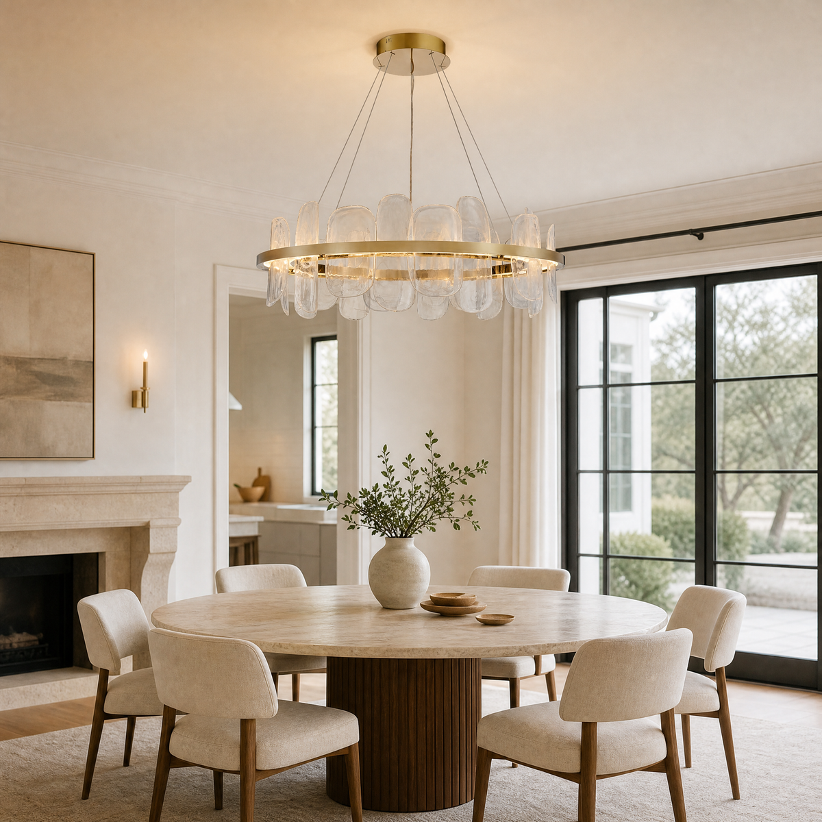 Iris Handblown Glass Petal Chandelier, hand-blown glass - view 3