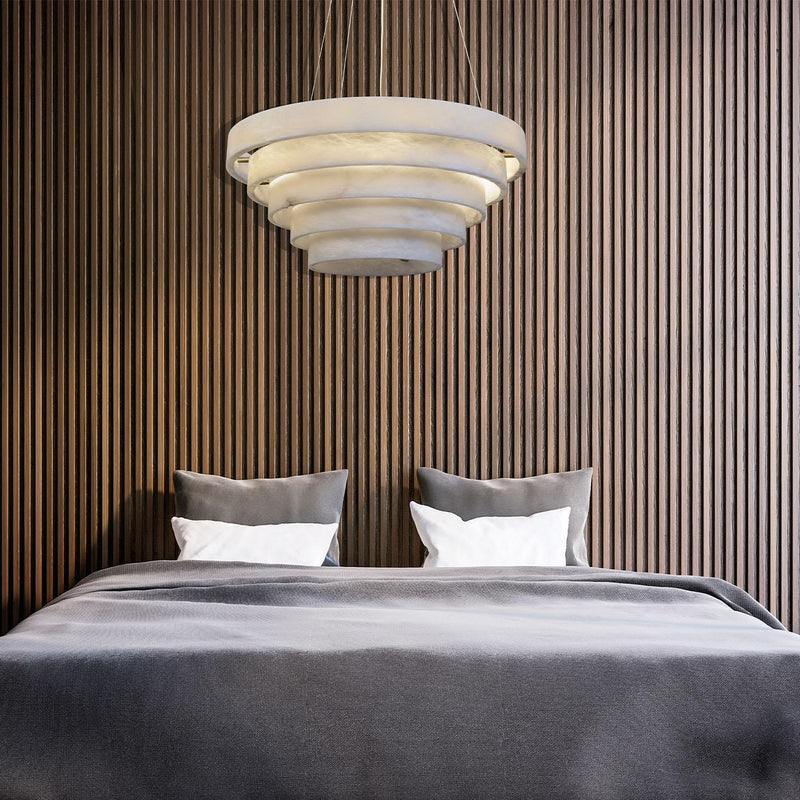 Alabaster Round Suspension Chandelier 52 in in
