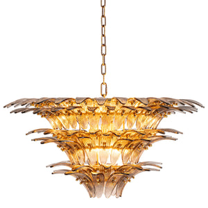 Italo 9-Light Chandelier: Elegant Ribbed Smoked Glass Lighting Fixture