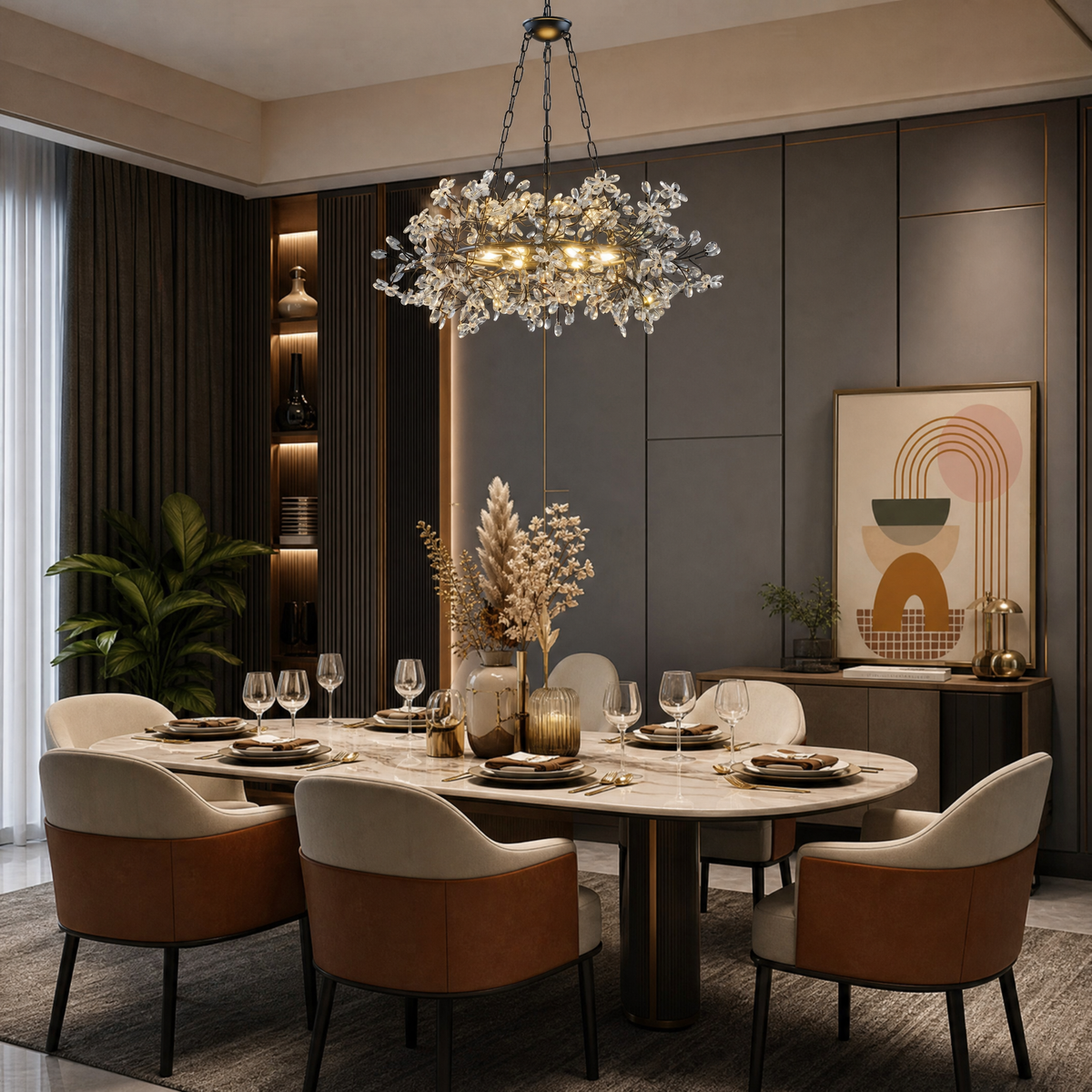 Rowan Twig Round Black Chandelier 31.5"D - view 6