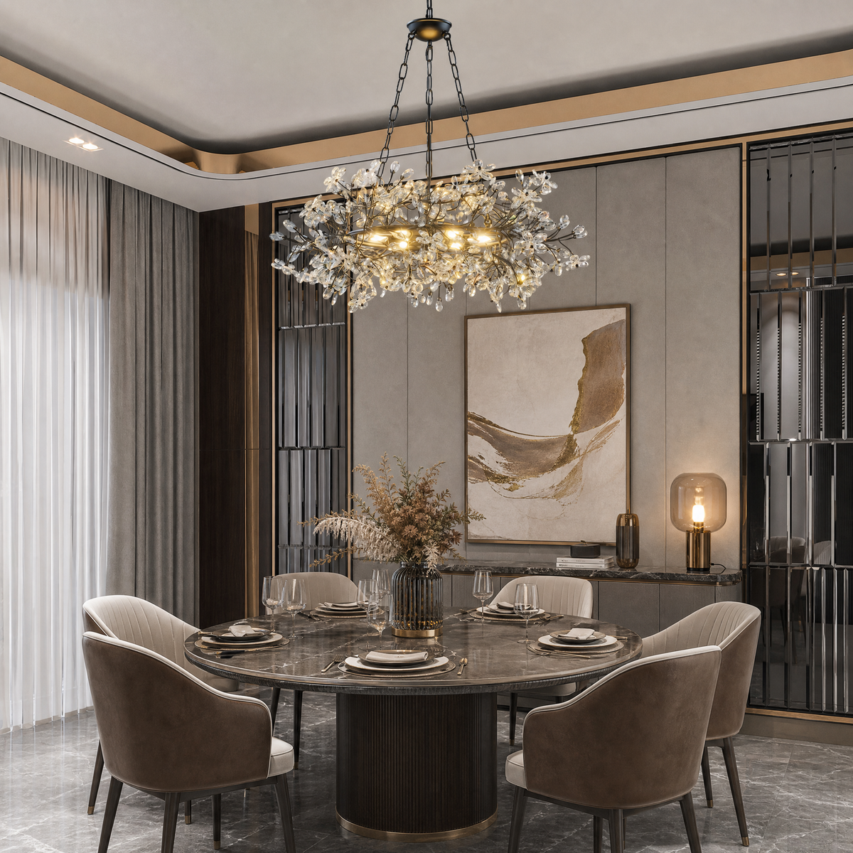 Rowan Twig Round Black Chandelier 31.5"D - view 9