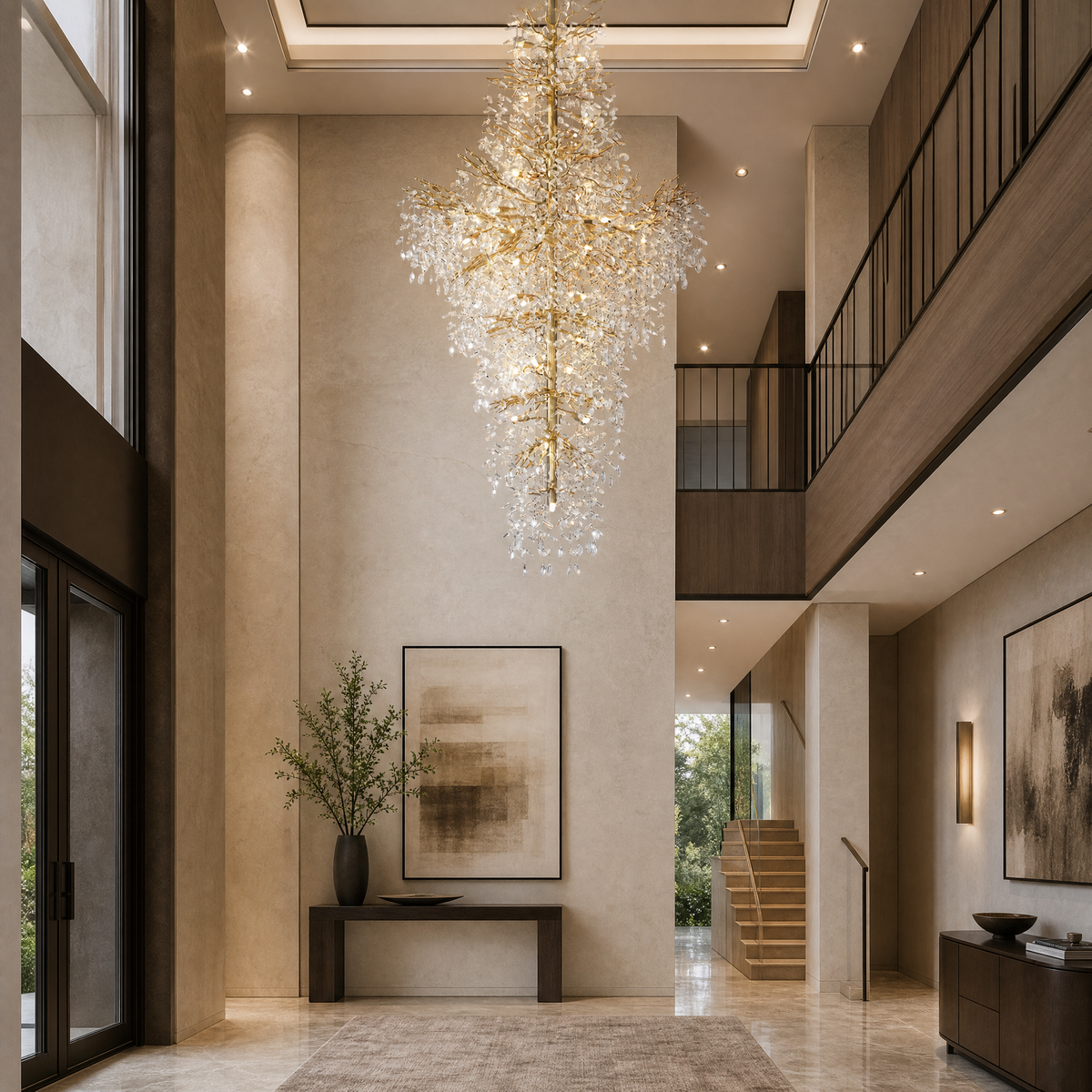 Marquise Double-Layer Branch Staircase Chandelier 2300 - Gold - view 4