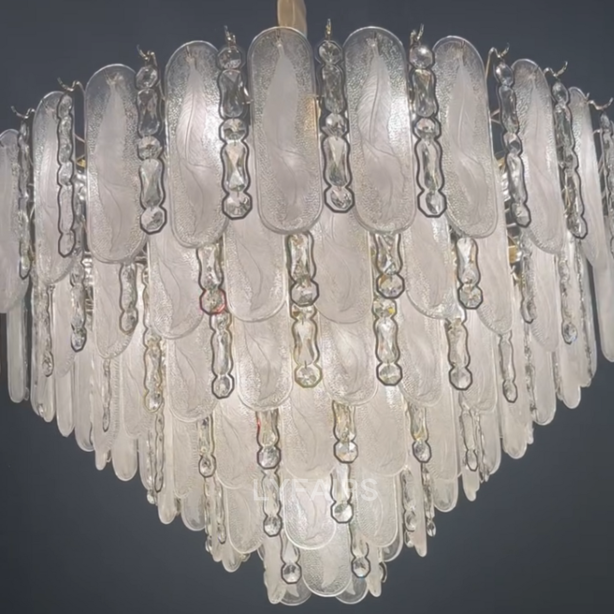 Modern Feather Crystal Chandelier in Chrome/Gold Finish for High/Low-ceiling - view 5