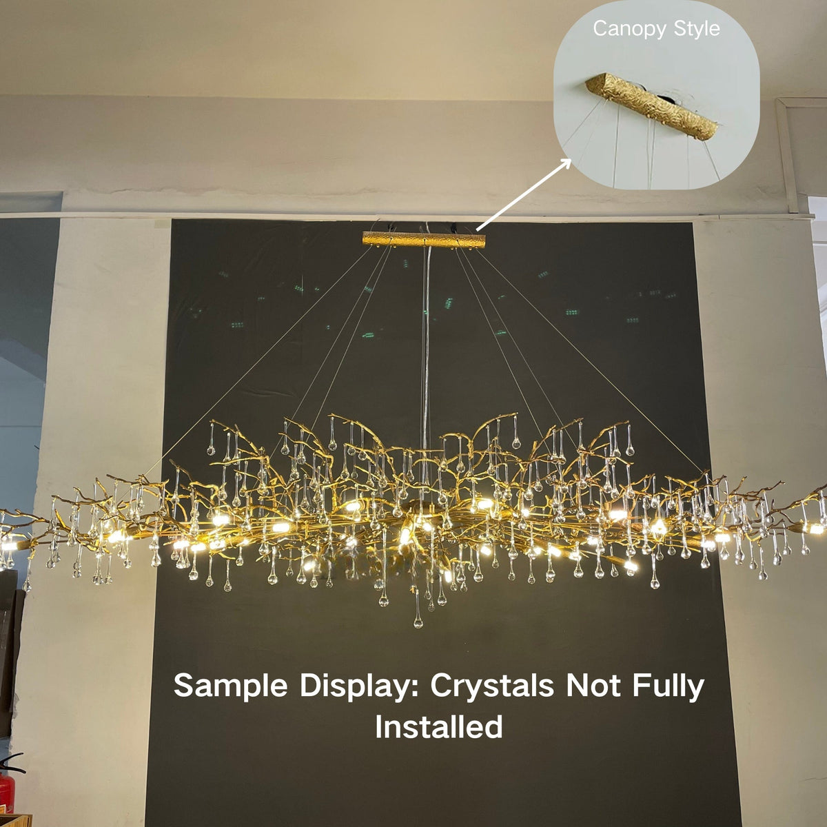 New Style Extra Large Brass Branch Chandelier Light Crystal Drops Pendant Lamp For Living/ Dining Room - view 18
