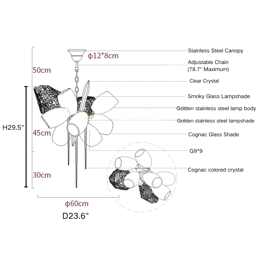 Modern Wine Glass Shape Chandelier Italian Light Luxury Light Fixture for Dining Room/Living Room - view 40