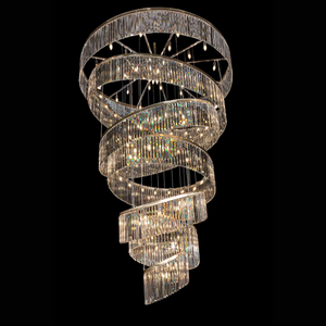 Luxury Floating Crystal Rings Chandelier in Gold Finish for High-ceiling - view 2