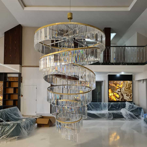 Luxury Floating Crystal Rings Chandelier in Gold Finish for High-ceiling - view 3
