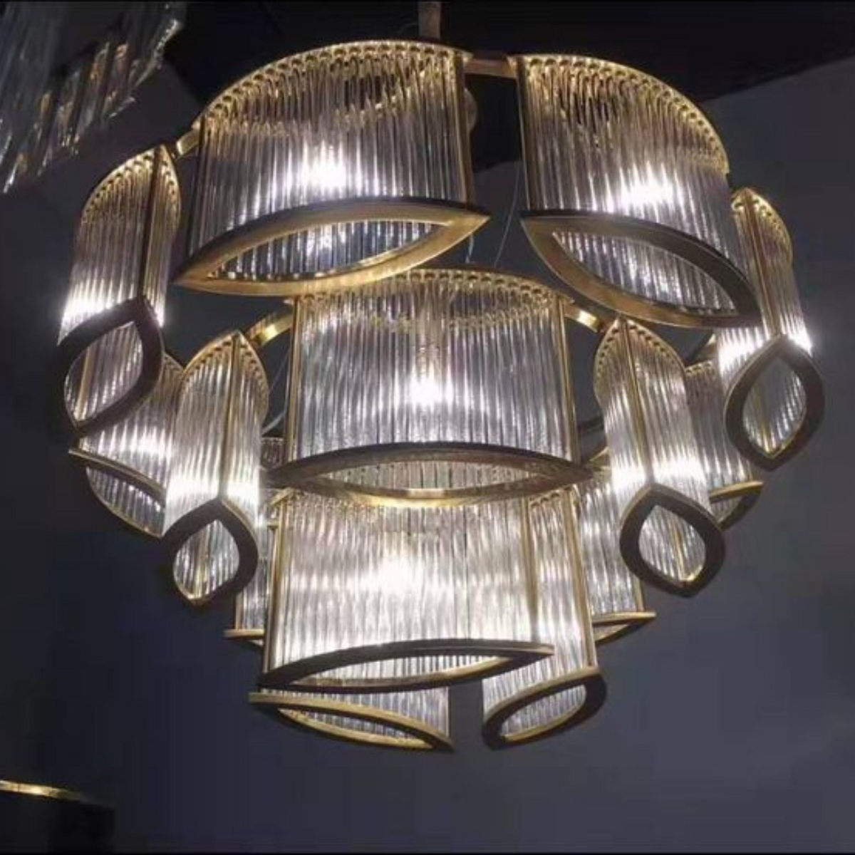 Modern Glass Rods Tile Chandelier for Low-ceiling - view 2