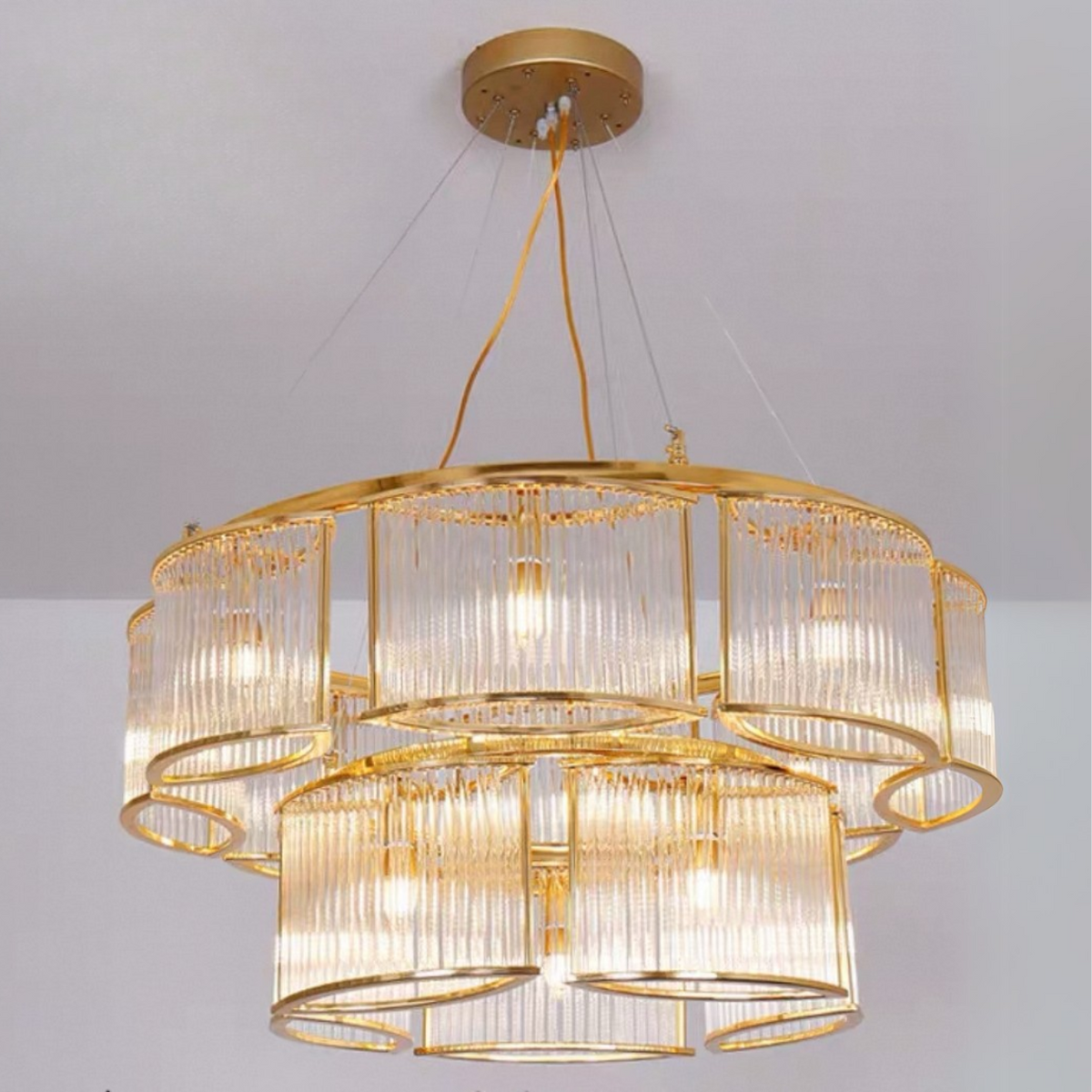 Modern Glass Rods Tile Chandelier for Low-ceiling - view 3