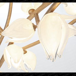 Modern Glass Flower Branch Chandelier for Low Ceiling Spaces in Living Room or Bedroom - view 2