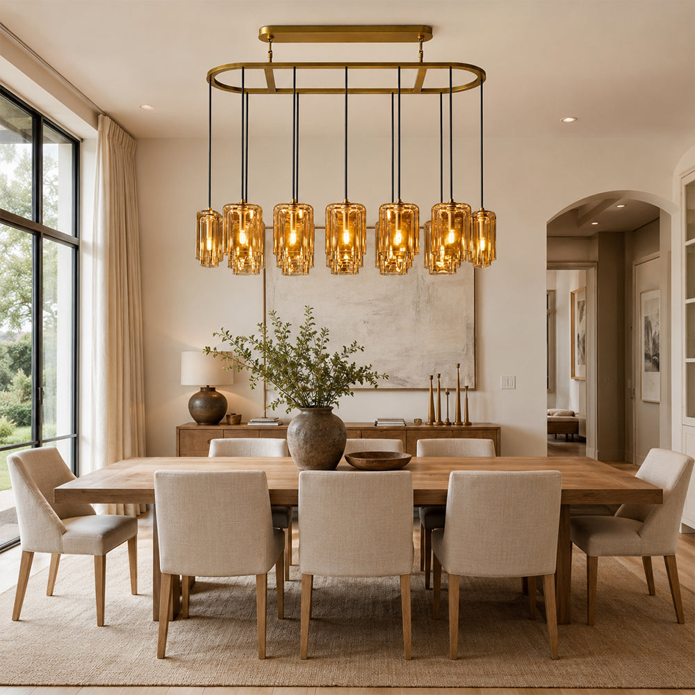 Lacore Amber Glass Linear Chandelier - view 5