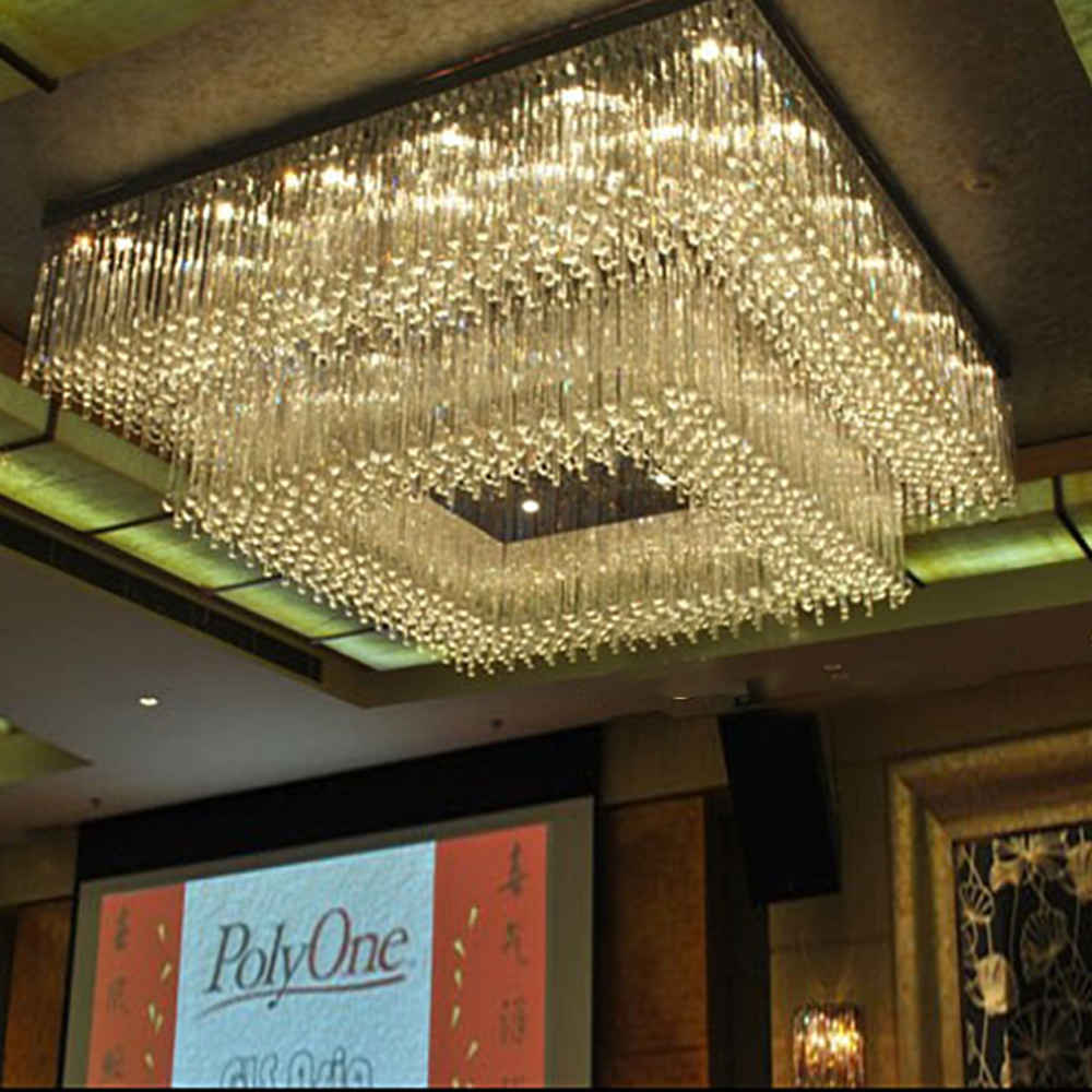 Large Contemporary square chandelier, K9 crystal
