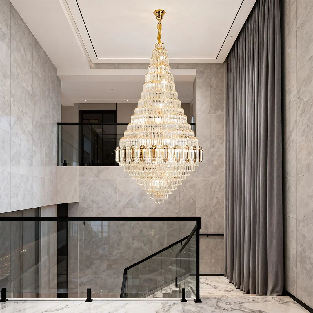 Large Gold Chandelier Luxury Art Glass - view 3