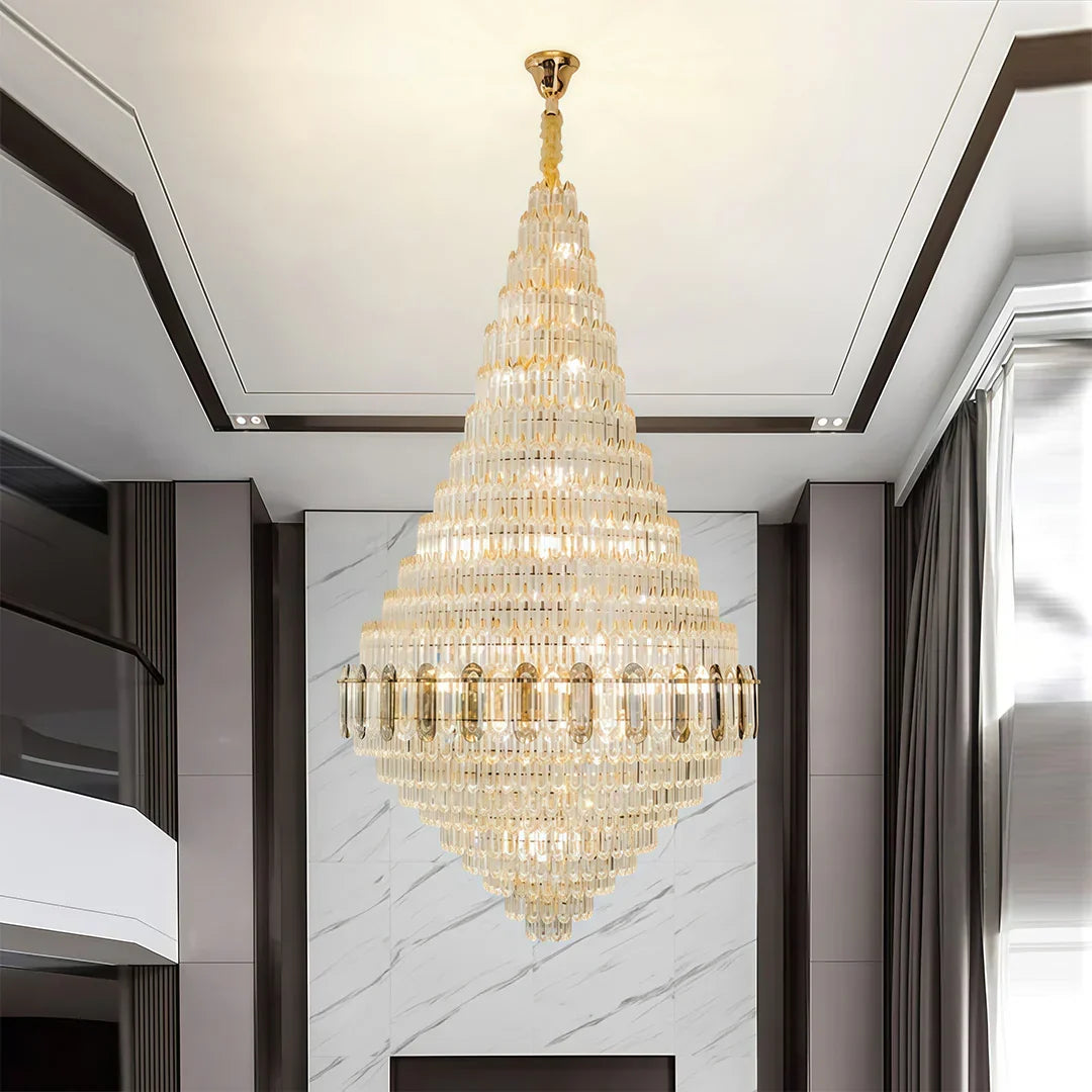 Large Gold Chandelier Luxury Art Glass - view 5