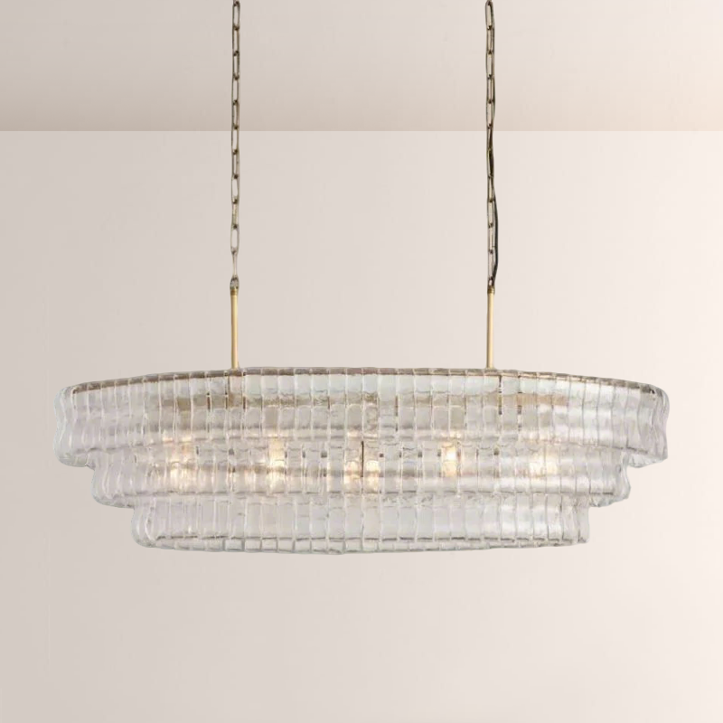 Lime Glass Oval Chandelier 54"W/65"W
