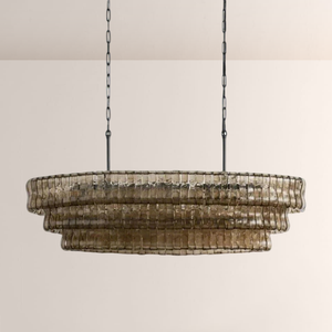 Lime Glass Oval Chandelier 54"W/65"W - view 8