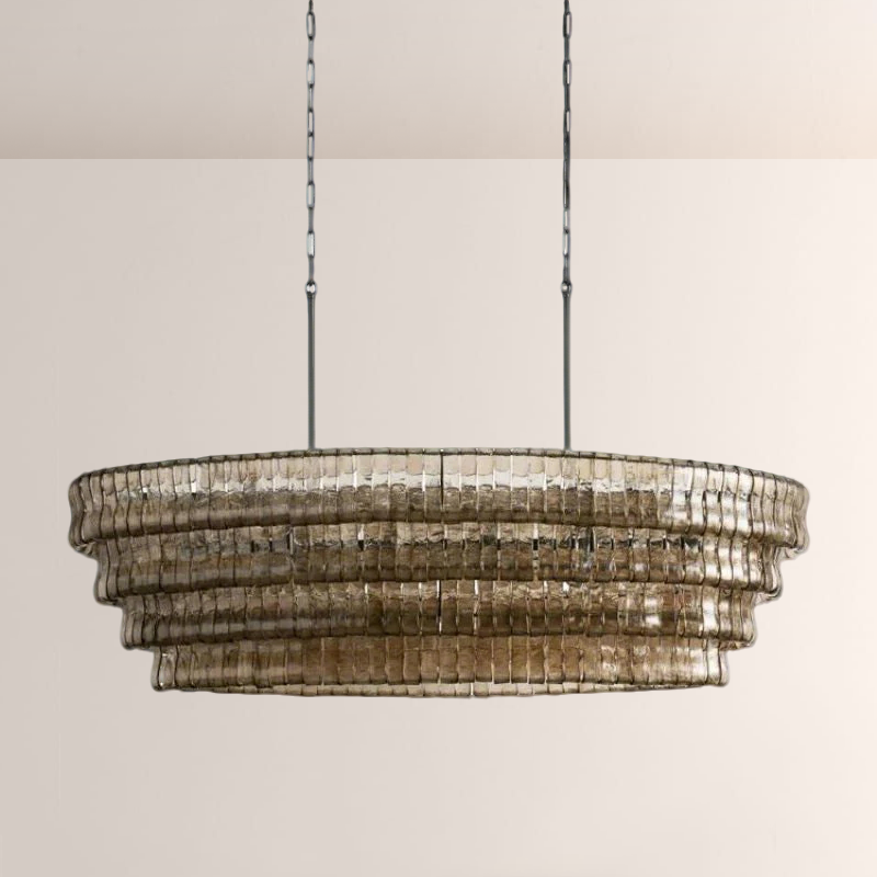 Lime Glass Oval Chandelier 54"W/65"W - view 6