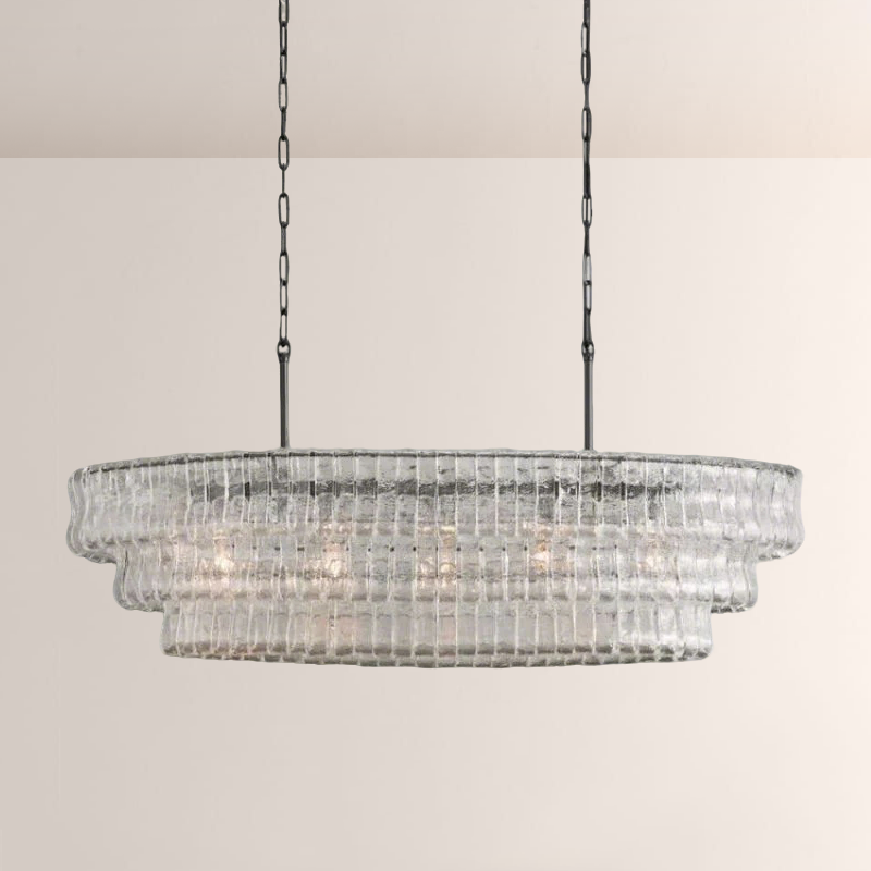 Lime Glass Oval Chandelier 54"W/65"W - view 4