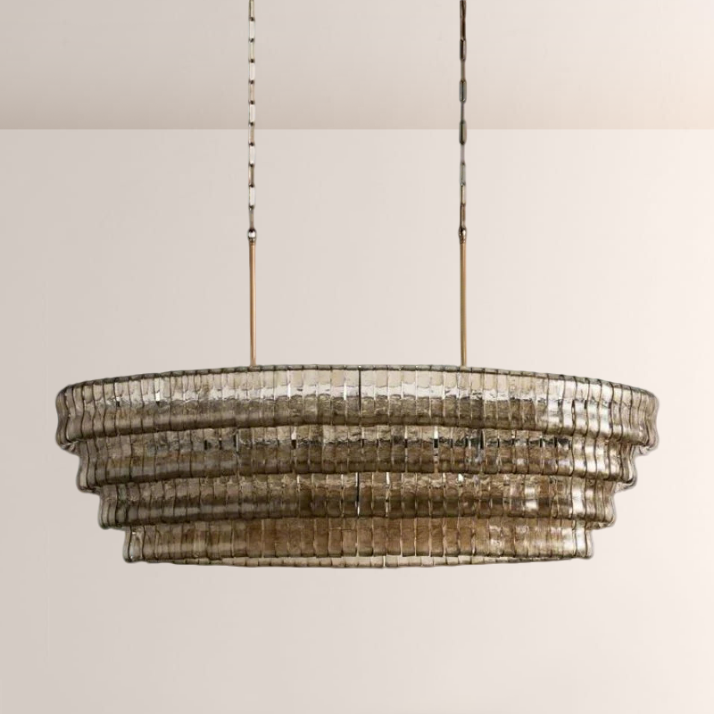 Lime Glass Oval Chandelier 54"W/65"W - view 5