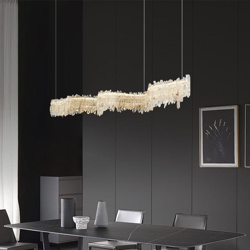 Rock Crystal Cluster Linear Dining Chandelier