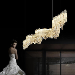 Rock Crystal Cluster Linear Dining Chandelier - view 3