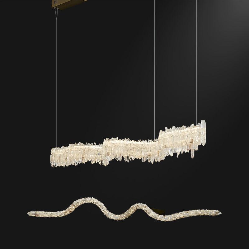 Rock Crystal Cluster Linear Dining Chandelier - view 5