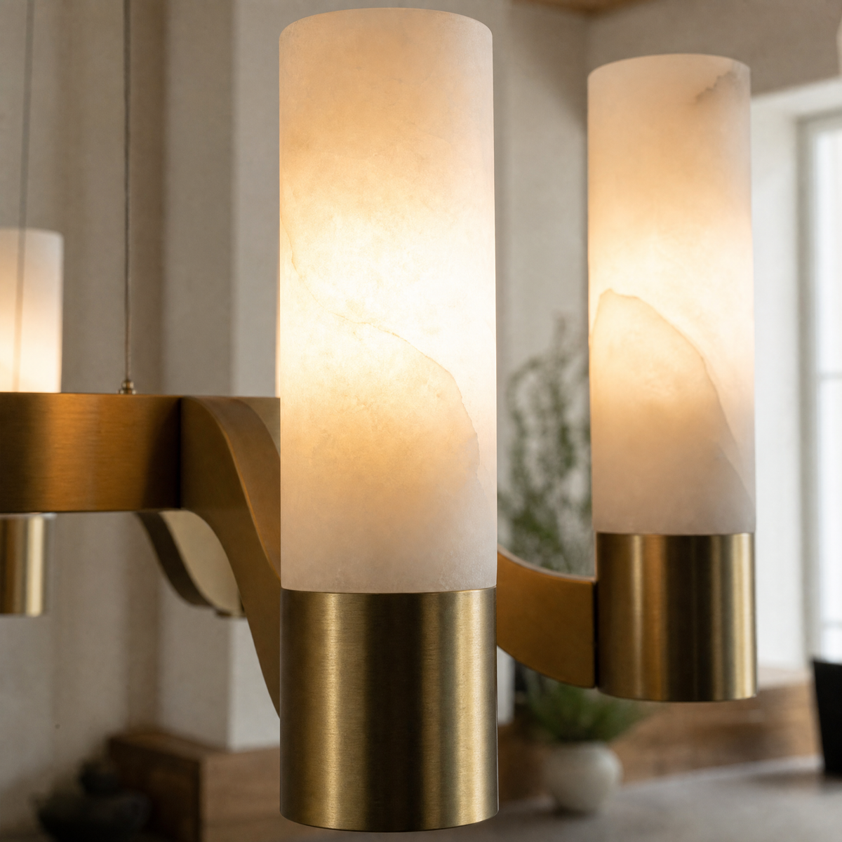 Livia Modern Alabaster Hanging Light Fixtures, chandelier - view 4
