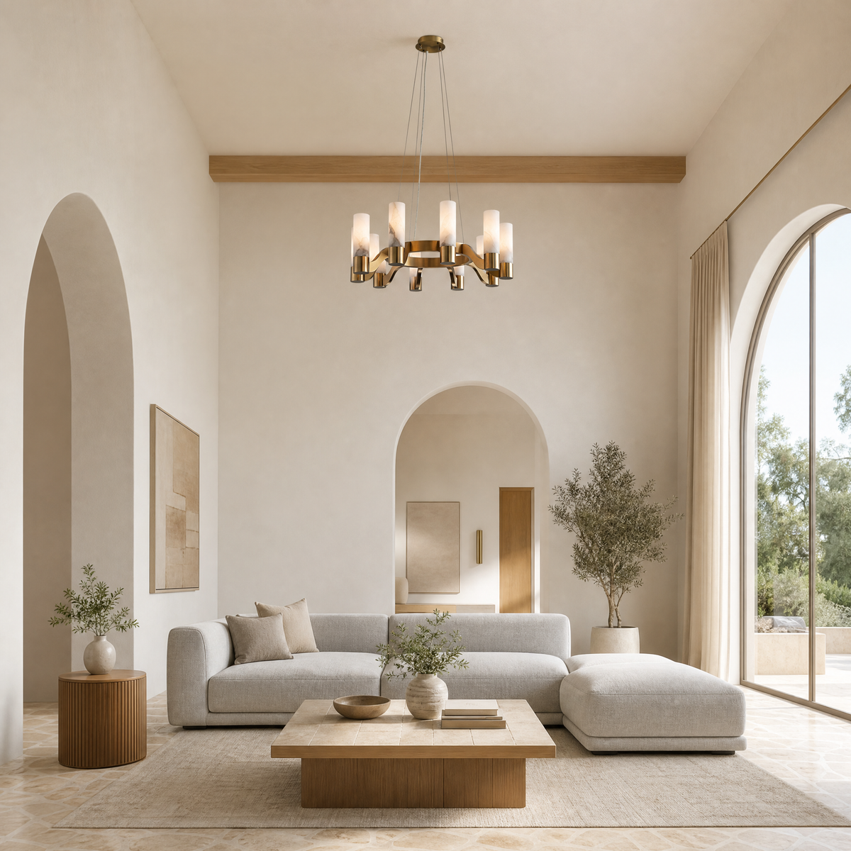 Livia Modern Alabaster Hanging Light Fixtures, chandelier - view 5