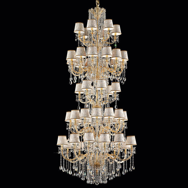 Long golden maria theresa chandelier, crystal