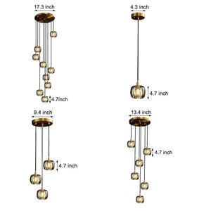Long Spiral Cubes Crystal Chandelier for Staircase - view 26