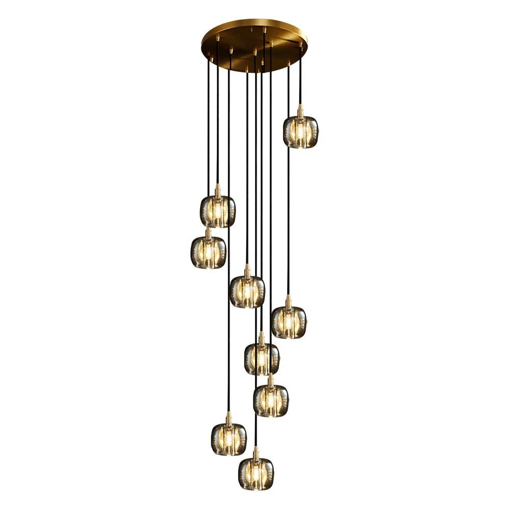 Long Spiral Cubes Crystal Chandelier for Staircase - view 24
