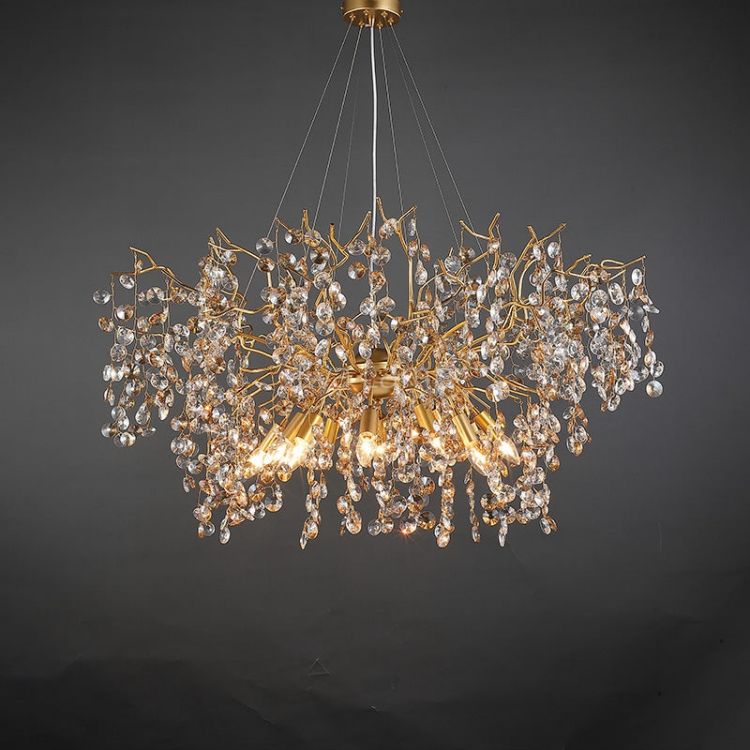 Art Deco Modern Gold Chandelier Light Fixture - view 3