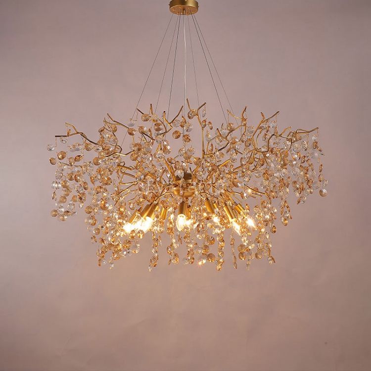 Art Deco Modern Gold Chandelier Light Fixture - view 4
