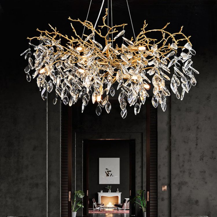 Gold Chandeliers Tree Branch Kitchen, Modern Crystal Chandelier - view 5